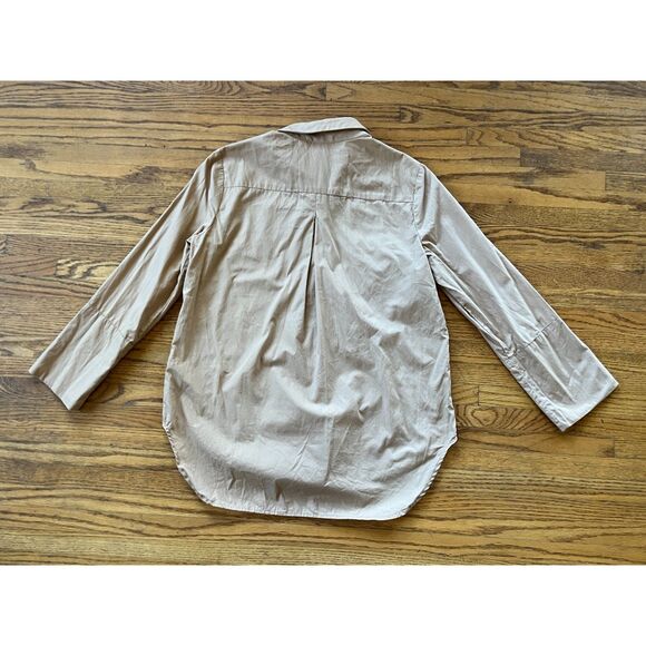 VETTA Brown Organic Cotton Button Up Blouse Shirt Top Women's Size Small - Picture 7 of 11